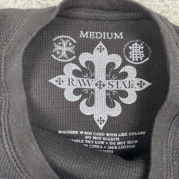 Raw State by Affliction Men’s Medium Black Blue Thermal Double Sided Redemption - Picture 4 of 11